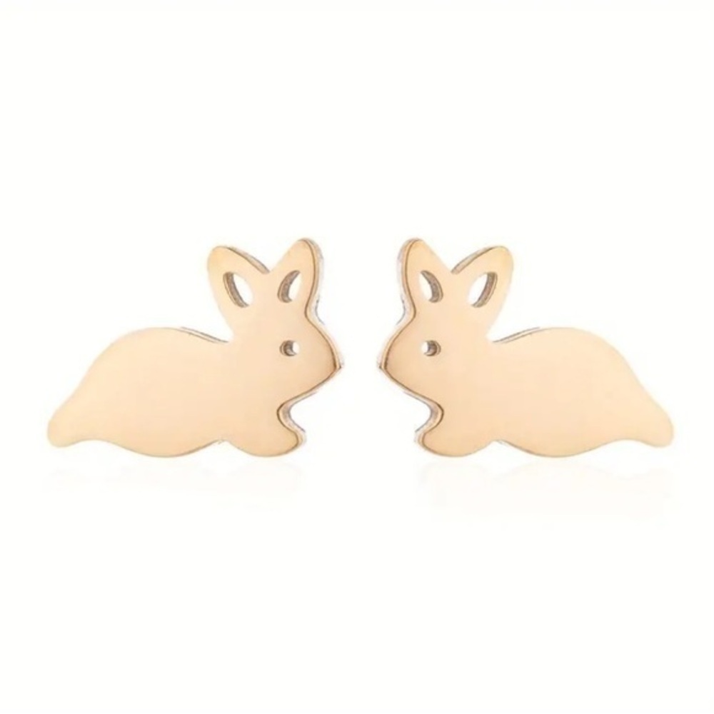 Gold Bunny Rabbit Stud Earrings